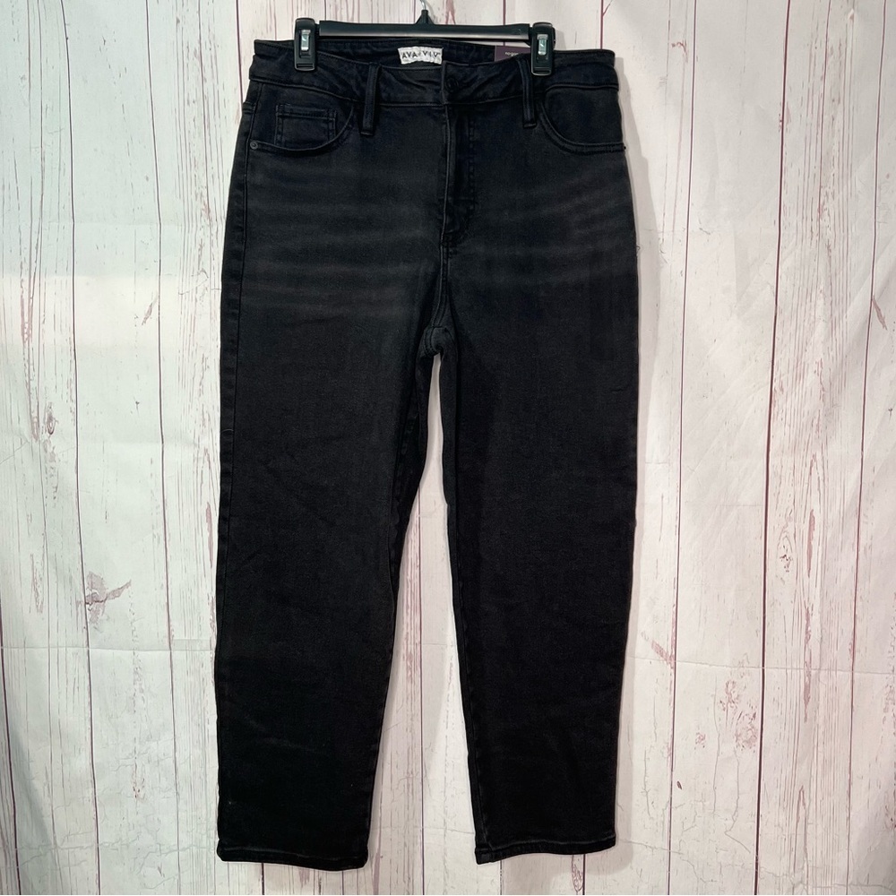 Ava & Viv High Rise Straight Jeans Black Denim Plus Size New 14 24 26 - Picture 4 of 9